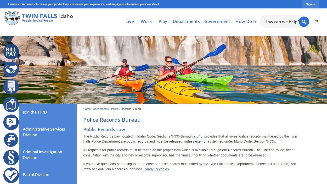 Police Records Bureau | Twin Falls, ID - Official Website